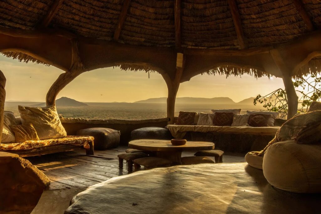 Sunset over the Lekurruki plains from the Tassia Lodge lounge